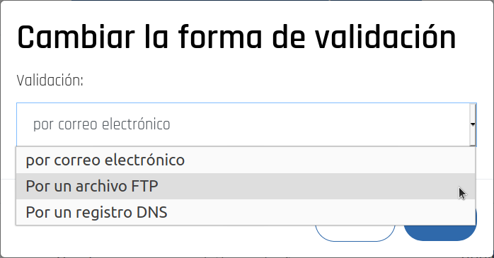 Cambiar la forma de validación