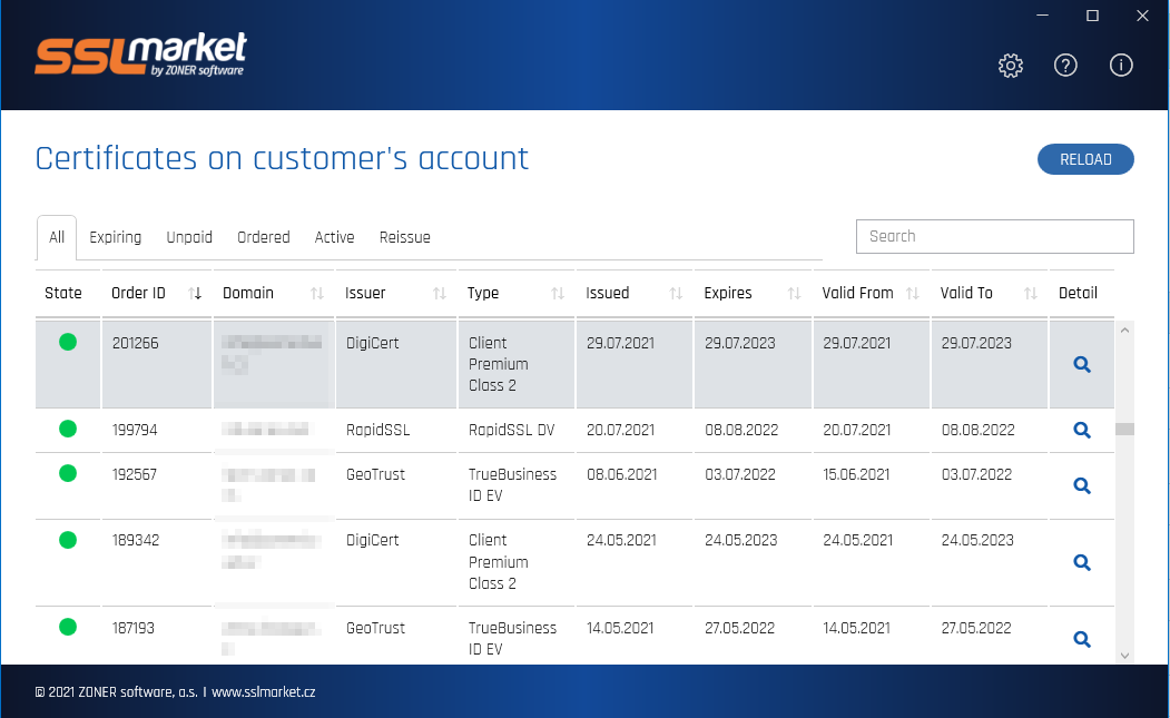 Aplicación SSLmarket para Windows